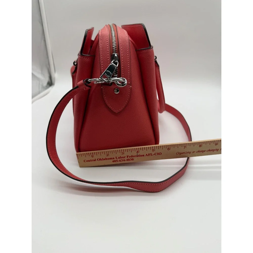 Coach Lillie Carryall Satchel Red Crossgrain Leather Handbag 91493